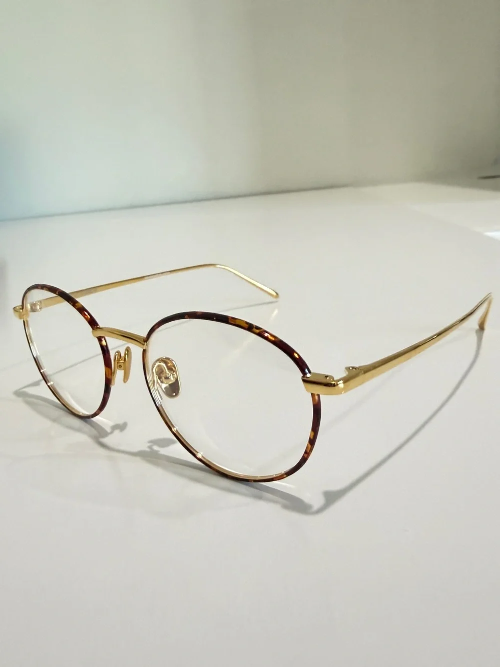 NWT Linda Farrow Hoffman Oval Titanium Glasses Full Set LFL1034 C3 Tortoise Gold